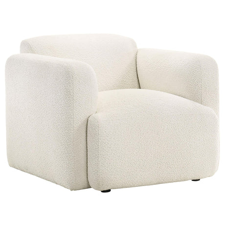 Dorset white fabric upholstered accent chair front view