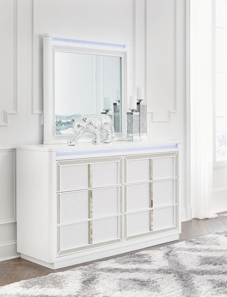 Chalanna white dresser and mirror front view