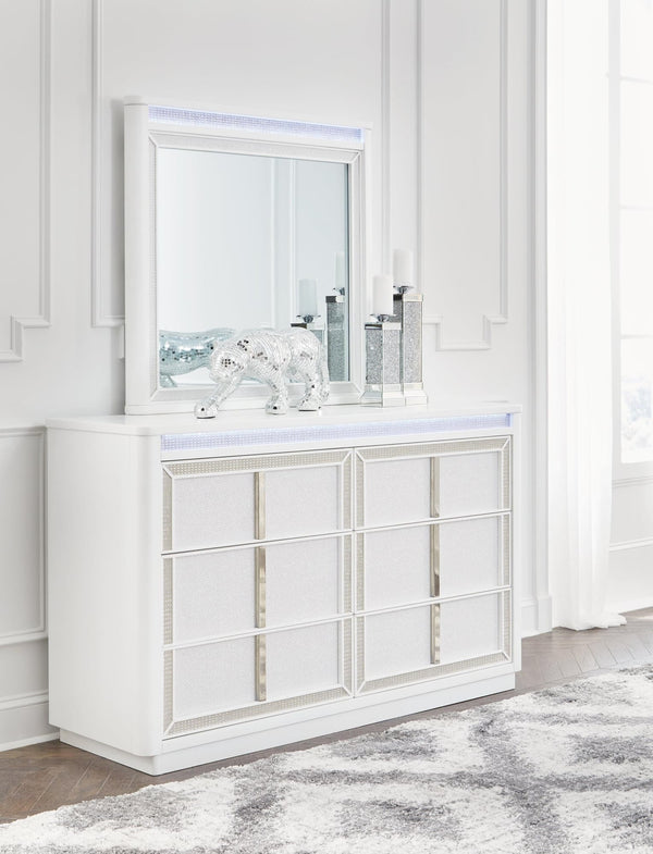 Chalanna white dresser and mirror front view