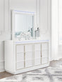 Chalanna white dresser and mirror front view