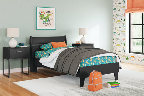 Socalle Black Twin Panel Platform Bed front view
