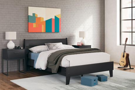 Socalle Black Full Panel Platform Bed front view