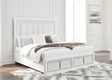 Chalanna White King Upholstered Storage Bed angled side view