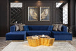 Amelia Navy Velvet Double Chaise Sectional sofa main view