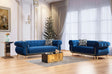 Lily Navy Velvet Sofa and Loveseat set main front view