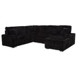 Devonshire black fabric sleeper sectional sofa with storage chaise front view
