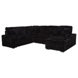 Devonshire black fabric sleeper sectional sofa with storage chaise front view