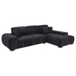 Octavia sectional sofa black fabric upholstery, front view
