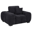 Octavia black fabric upholstered accent chair wide track arms front view