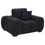 Octavia black fabric upholstered accent chair wide track arms front view