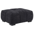 Octavia black fabric rectangular upholstered ottoman front angle
