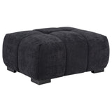 Octavia black fabric rectangular upholstered ottoman front angle