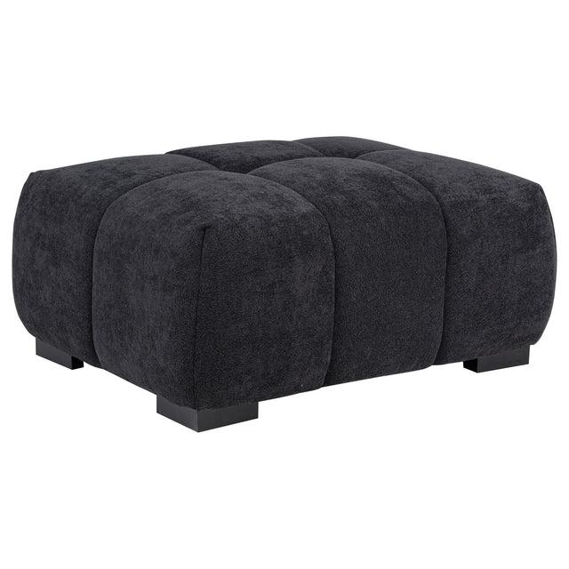 Octavia black fabric rectangular upholstered ottoman front angle