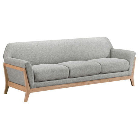 Vaughn sofa main front view in grey fabric