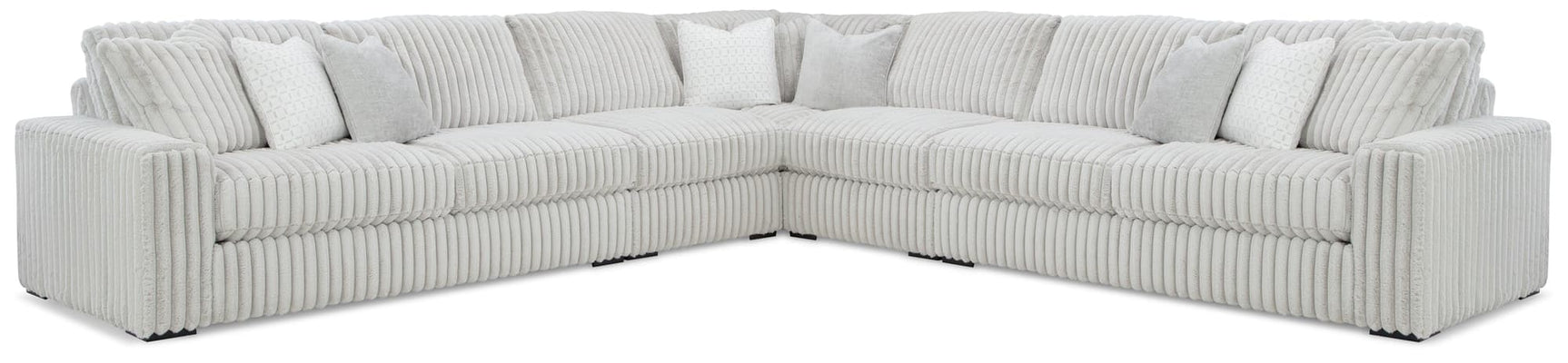 Stupendous Alloy Velvet 5-Piece Sectional sofa, front angle showing velvet upholstery and spacious seating
