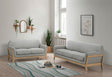 main view of Vaughn grey fabric upholstered sofa and loveseat set