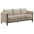 Islington taupe fabric upholstered panel arm sofa main view