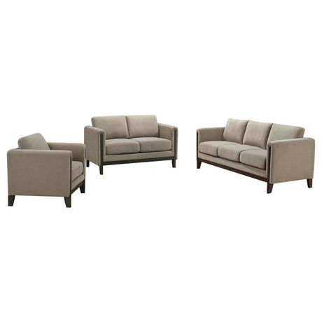 Islington 3-piece upholstered panel arm sofa set taupe main view
