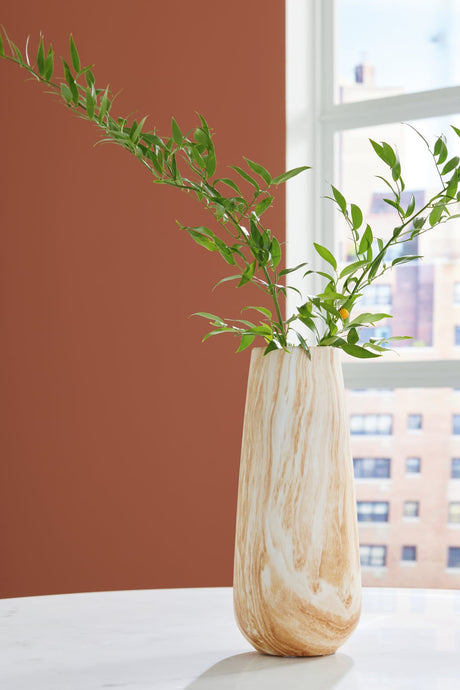 Cammen Ceramic Tan and White Vase front view