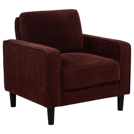 Ruth accent chair in rust red fabric, front angle