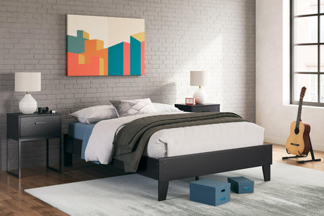 Socalle Black Full Platform Bed front angle view