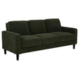 Ruth 77-inch fabric upholstered sofa in matcha green, front view
