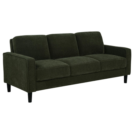 Ruth 77-inch fabric upholstered sofa in matcha green, front view