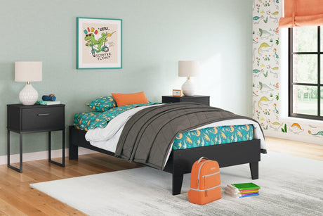Socalle black twin platform bed front view