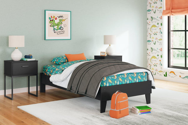 Socalle black twin platform bed front view