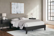 Socalle Black Queen Platform Bed frame front view in matte black at Ella Furniture