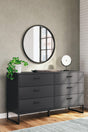 Socalle matte black dresser front view showing six drawers