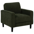 Ruth Matcha Green Fabric Upholstered Track Arm Accent Chair front view
