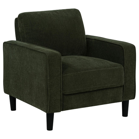Ruth Matcha Green Fabric Upholstered Track Arm Accent Chair front view