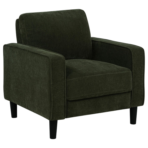 Ruth Matcha Green Fabric Upholstered Track Arm Accent Chair front view