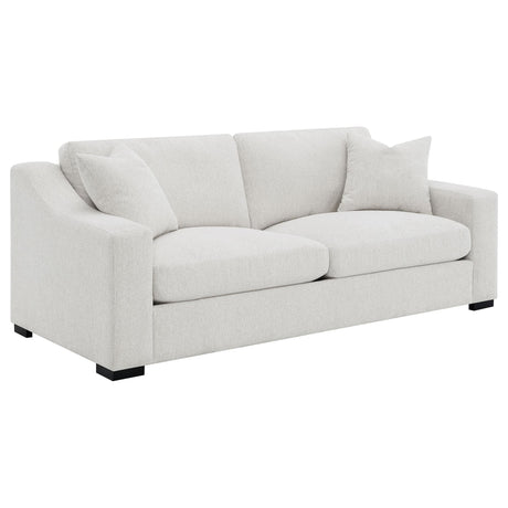 Ashlyn Sand Fabric Upholstered Track Arm Sofa front view