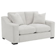 Ashlyn Sand Fabric Upholstered Track Arm Loveseat front view