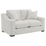 Ashlyn Sand Fabric Upholstered Track Arm Loveseat front view