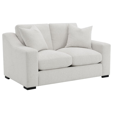 Ashlyn Sand Fabric Upholstered Track Arm Loveseat front view