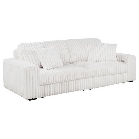 Jacana Ivory Corduroy Upholstered Dual Power Chaise Sofa main view