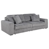 Jacana Corduroy Upholstered Dual Power Chaise Sofa grey, front view