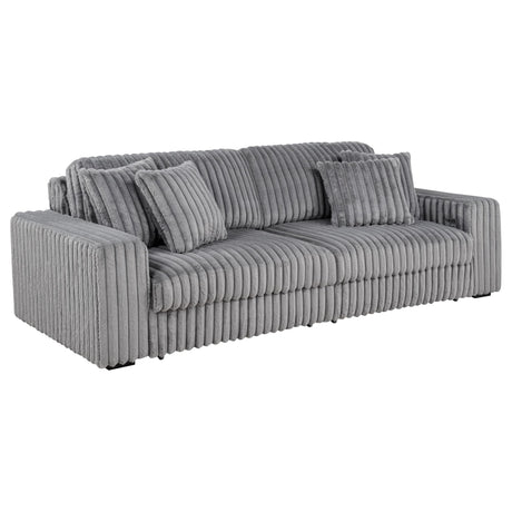 Jacana Corduroy Upholstered Dual Power Chaise Sofa grey, front view