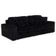 Jacana Black Corduroy Upholstered Dual Power Chaise Sofa front angle