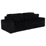 Jacana Black Corduroy Upholstered Dual Power Chaise Sofa front angle