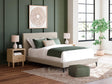 Cielden Soft Gray Queen Upholstered Bed with Roll Slats front view