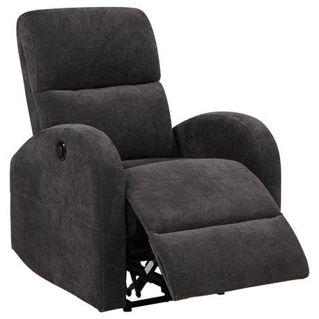 Grant Fabric Upholstered Power Recliner Chair Charcoal Grey front angle
