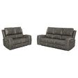 Brickston 2-piece triple power reclining sofa set in charcoal at front angle