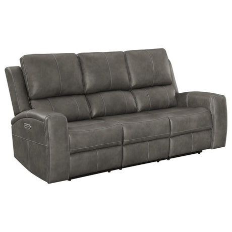 Brickston Charcoal Triple Power Reclining Sofa front view