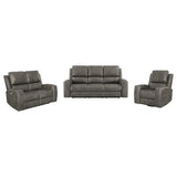 Brickston 3-piece triple power reclining sofa set charcoal front view
