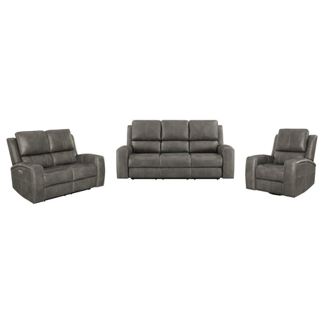 Brickston 3-piece triple power reclining sofa set charcoal front view