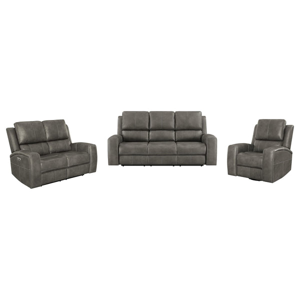 Brickston 3-piece triple power reclining sofa set charcoal front view
